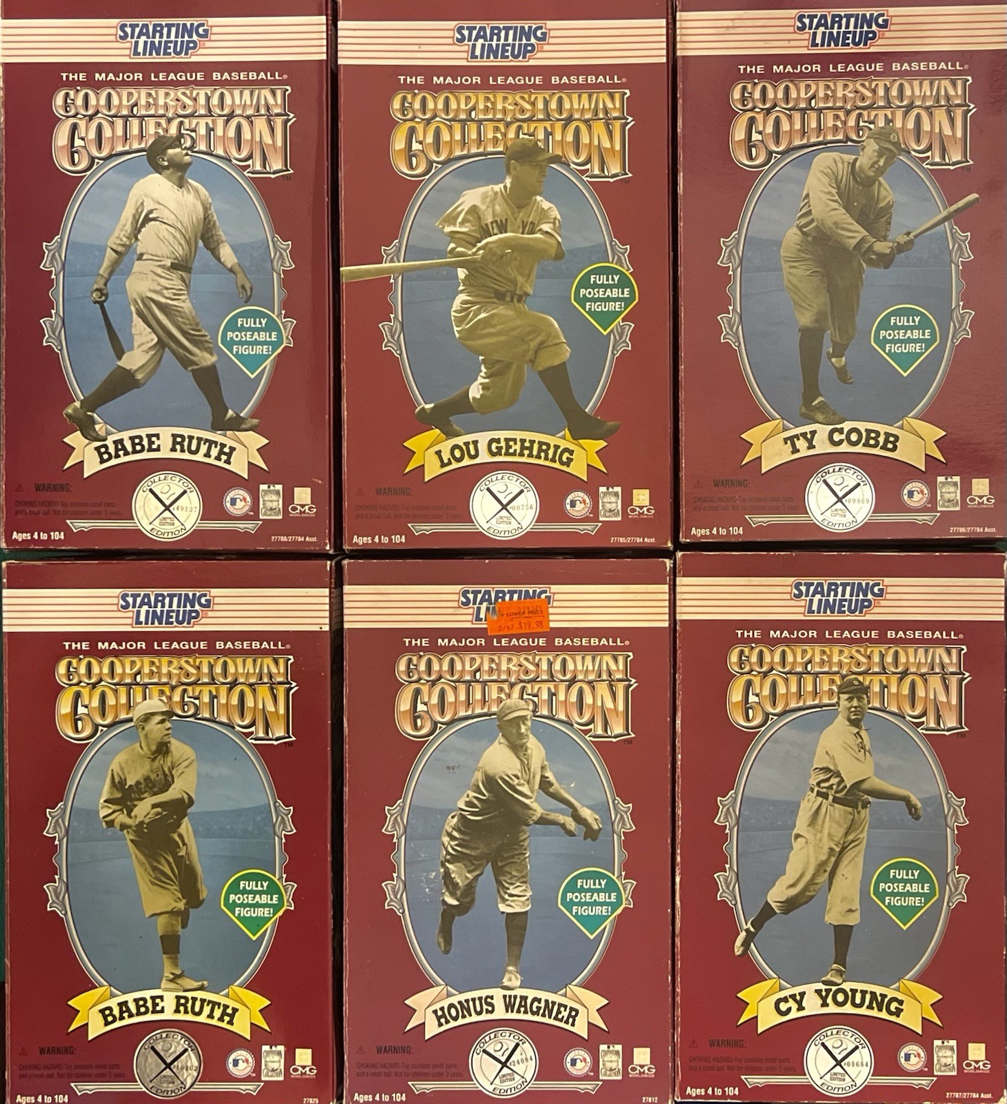 Starting Lineup MLB 1996 Cooperstown Collection Poseable Figure, Lot of 6