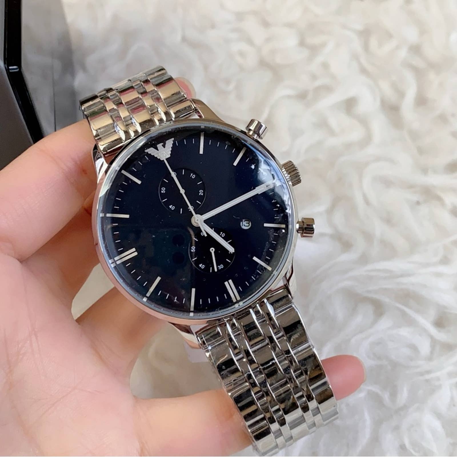 Emporio Armani Men's Two-Hand Stainless Steel Watch AR1648 blue