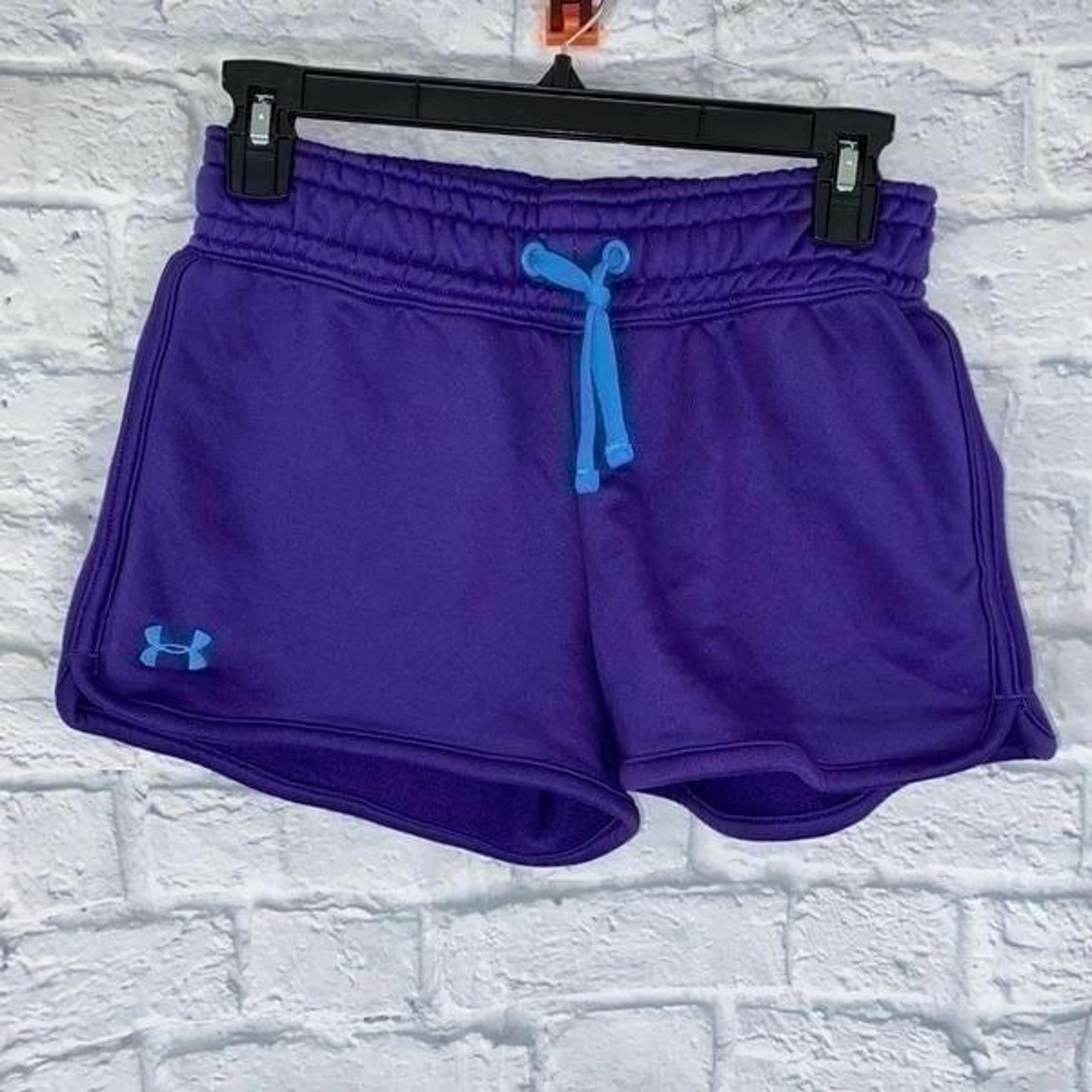 Under armour pull on athletic shorts w/drawstring purple & teal sz XS woman