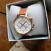 OLIVIA BURTON OB15CG68 WATCH WITH 38mm WHITE & ROSE GOLD CHRONOGRAPH FACE.