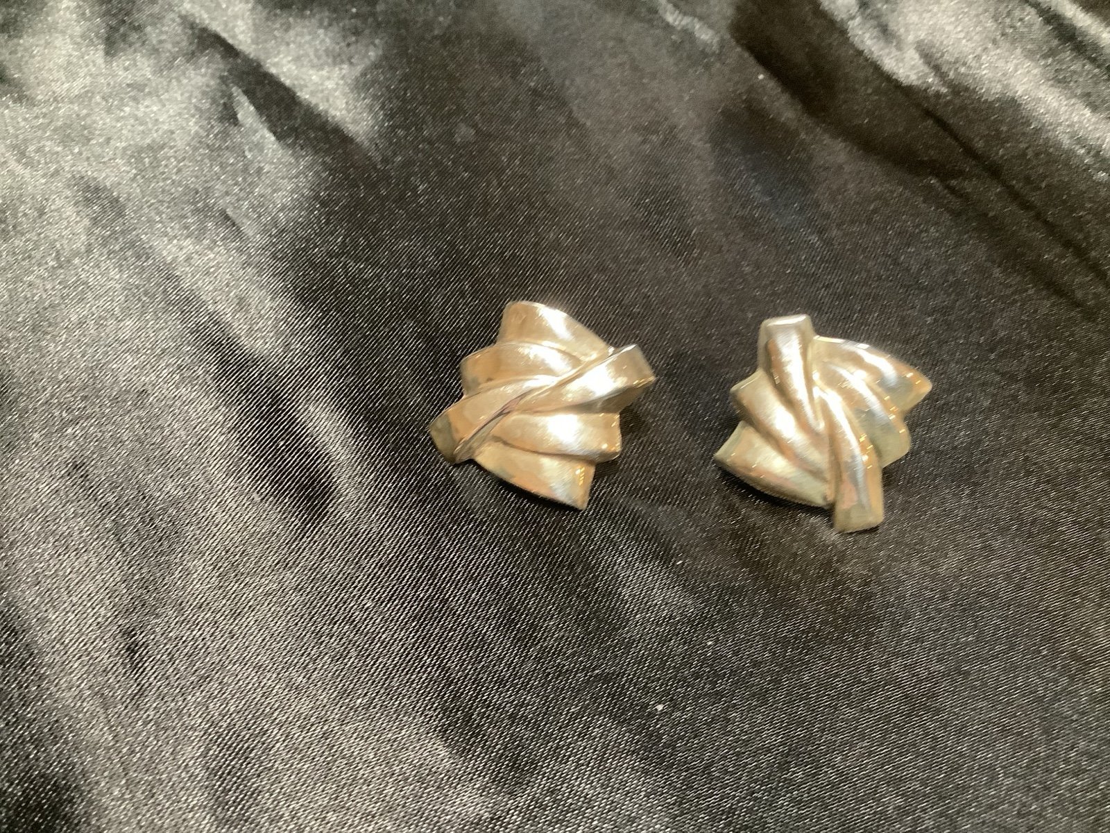 Sterling Silver Ribbon like Earrings, Post
