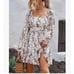 Boho Square Neck Tie Waist Backless Mini Dress
