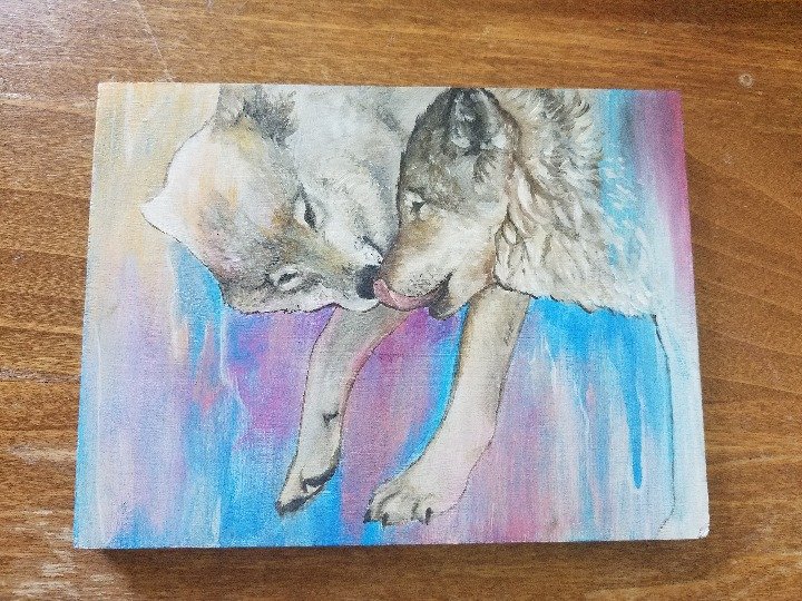 Wolf Oil Painting OOAK Handmade