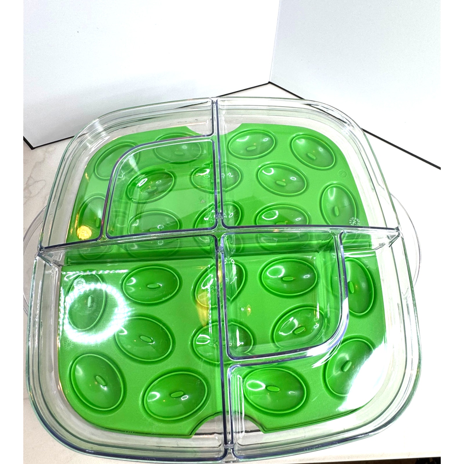 Pampered Chef 6-Piece Cool & Serve Veggie/Dip Deviled Egg Square Serving Tray