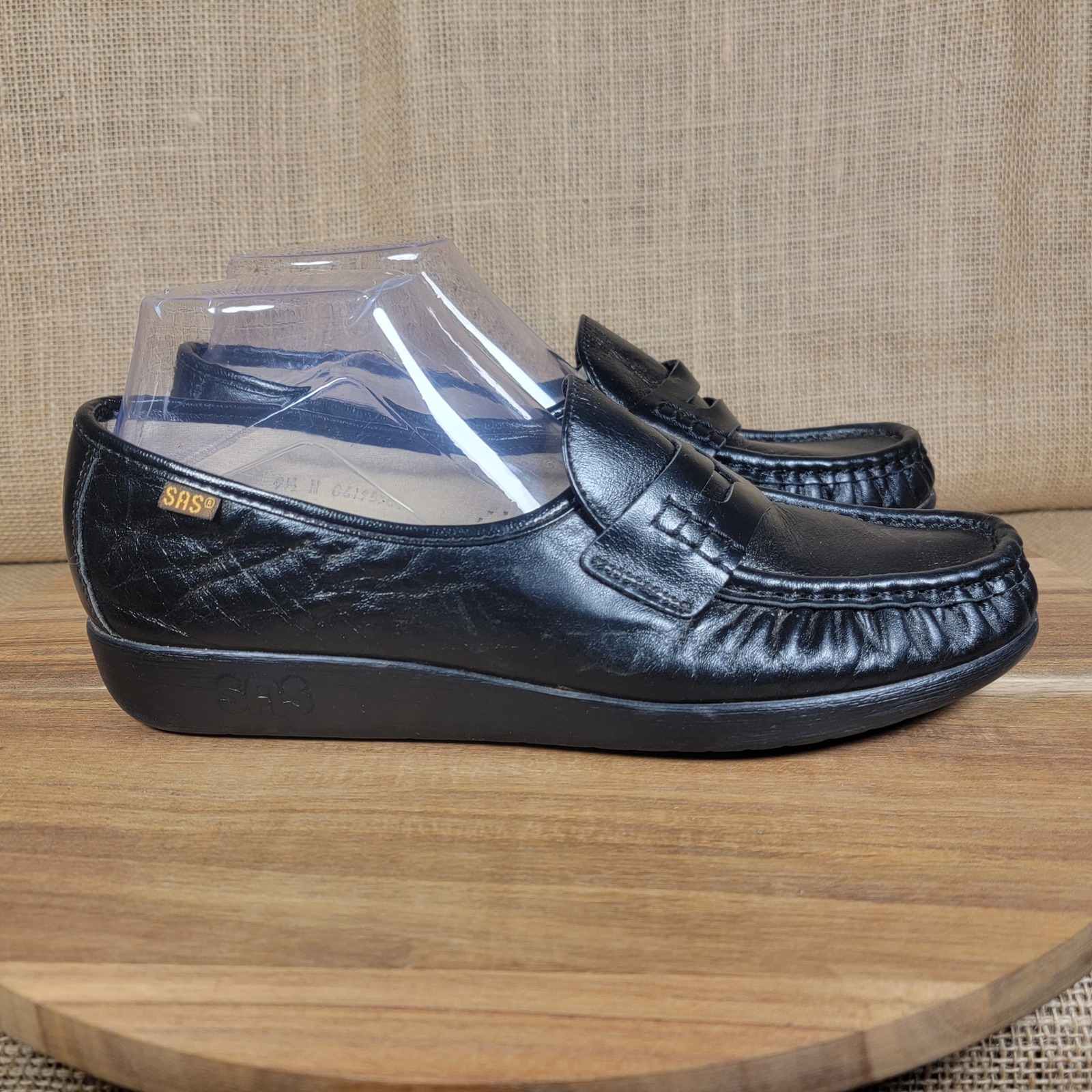 SAS Simplify Penny Loafer Women's 9.5 N  Black Leather Made In USA Comfort Shoes