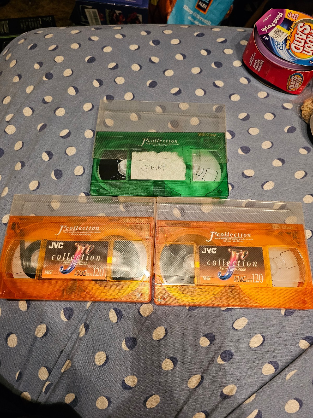 Lot of 3 neon color VHS Tapes Orange Green Clear Plastic JVC J'Collection T-120