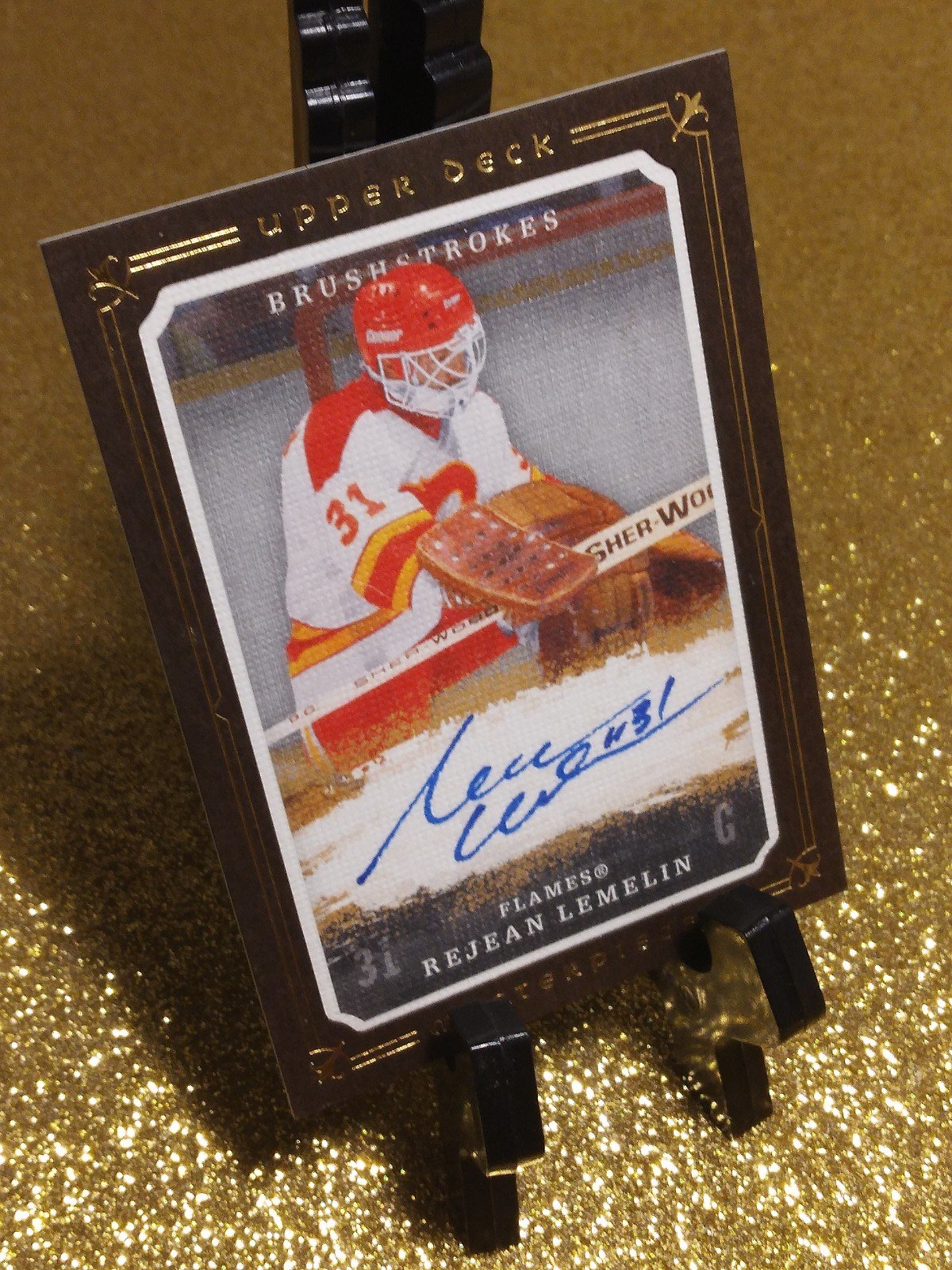 08 /09 rejean leveling on Card auto brushstrokes black boarder UD Masterpieces