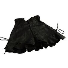Marissa Webb Black Leather Ruffled Hem Shorts Size 0