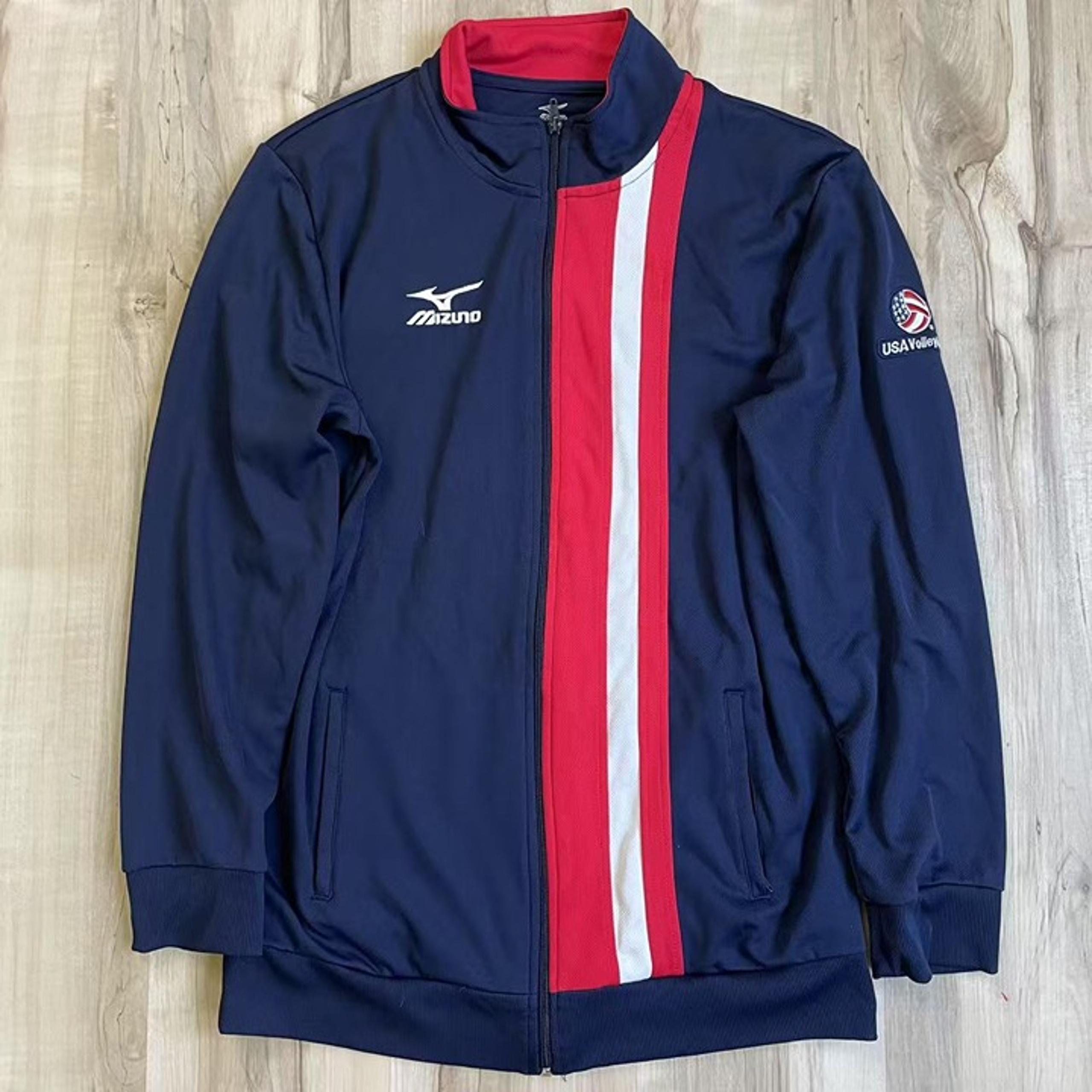 Vintage Mizuno Drylite USA Volleyball Warm Up Windbreaker Full Zip Jacket Mens M