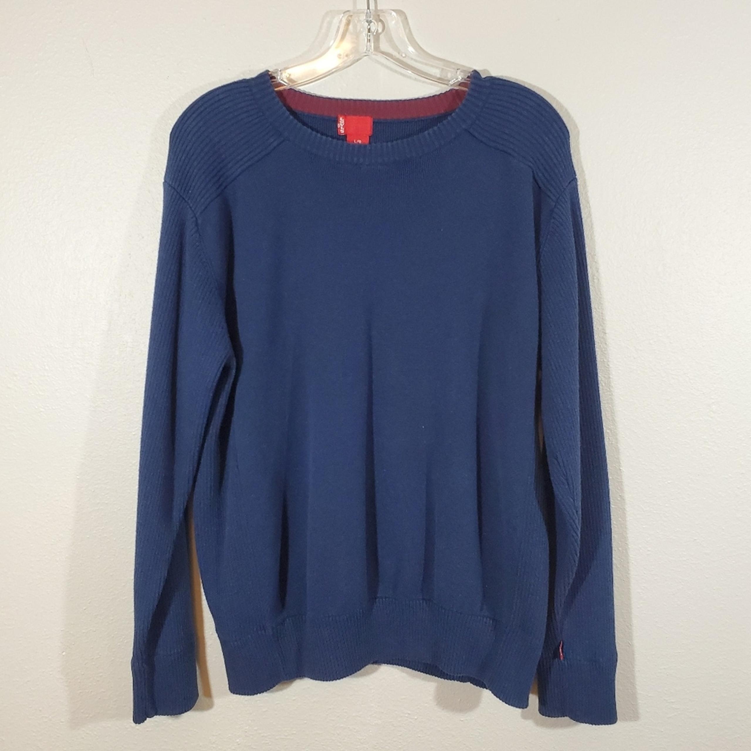 Levi's Men's Cotton Crewneck Pullover Sweater Size L Blue Ribbed Knit Casual