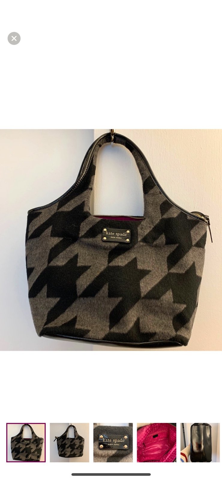 Kate Spade wool houndstooth bag