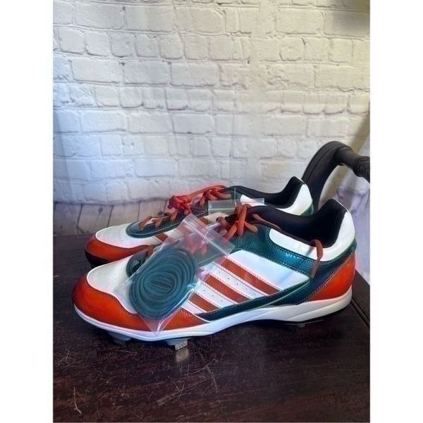Adidas new green and orange baseball metal cleats SZ 13.5