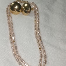 Vintage light pink Marvella seed pearl necklace Napier Goldtone earrings