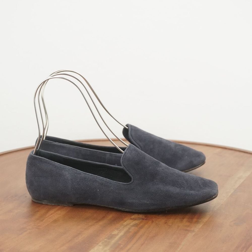 Vince Womens Brette Flats Loafers Square Toe Blue Suede Slip On Size 7.5M