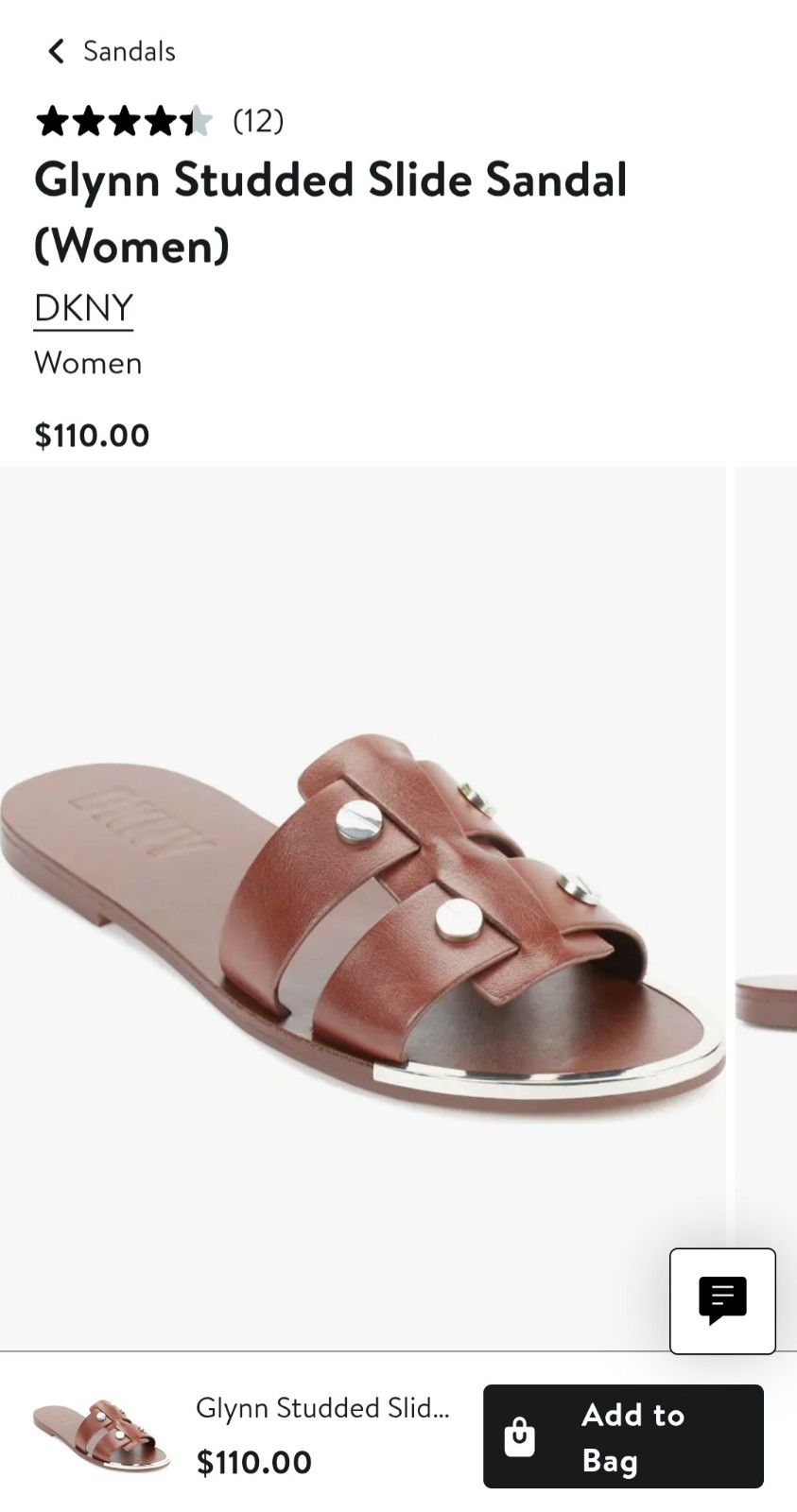 DKNY Glynn Studded Slide Sandal Women SHOES FLAT SANDALS SIZE 10