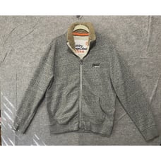 Superdry Orange Label Jacket Mens Sz 2XL Gray Sherpa Collar Full Zip Pockets