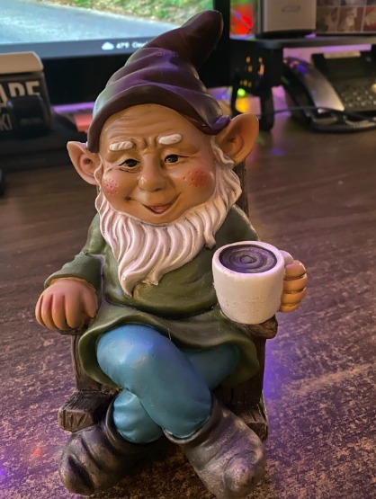 Drinking Coffee Garden Gnome Statue Decoration 7.3 Figurine Ornament