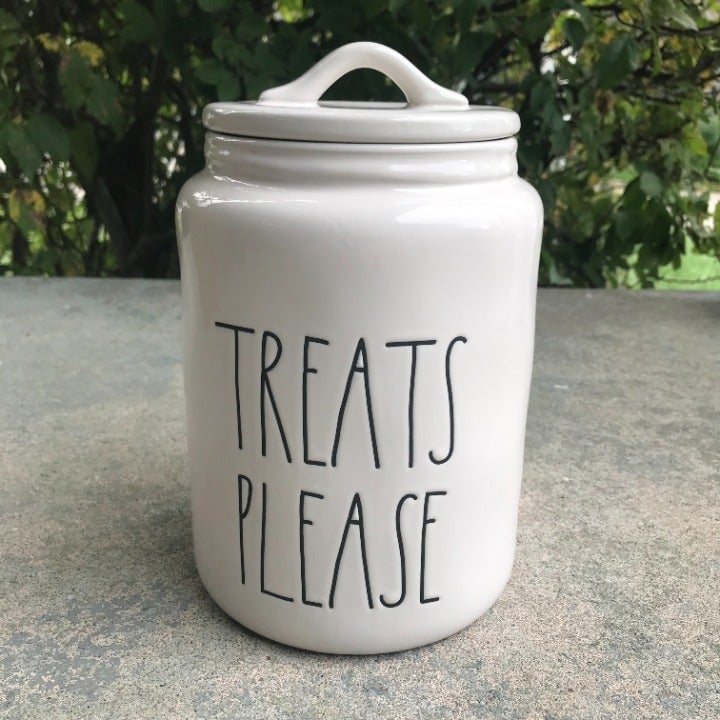 Rae Dunn Treats Please 9in. Tall White Canister with Lid