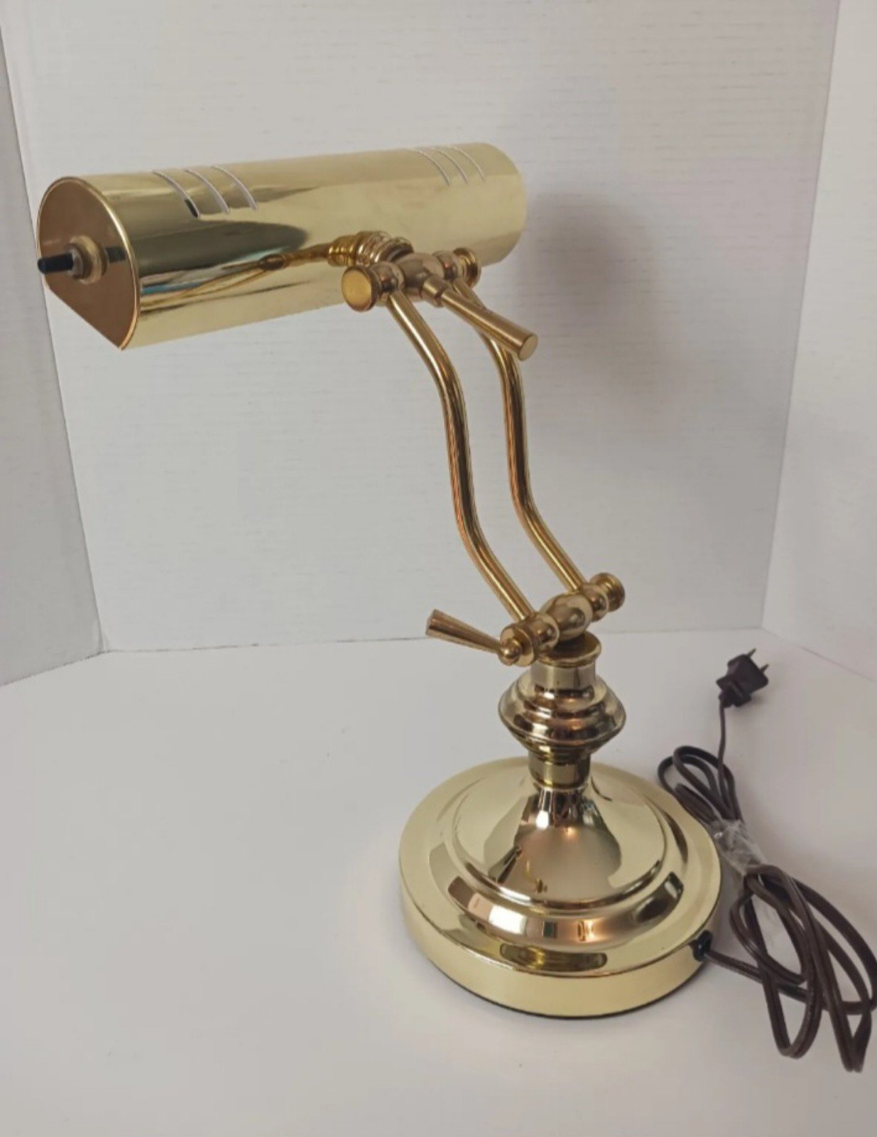 Vintage Brass Piano Banker Desk Underwriters Lamp Tested Working