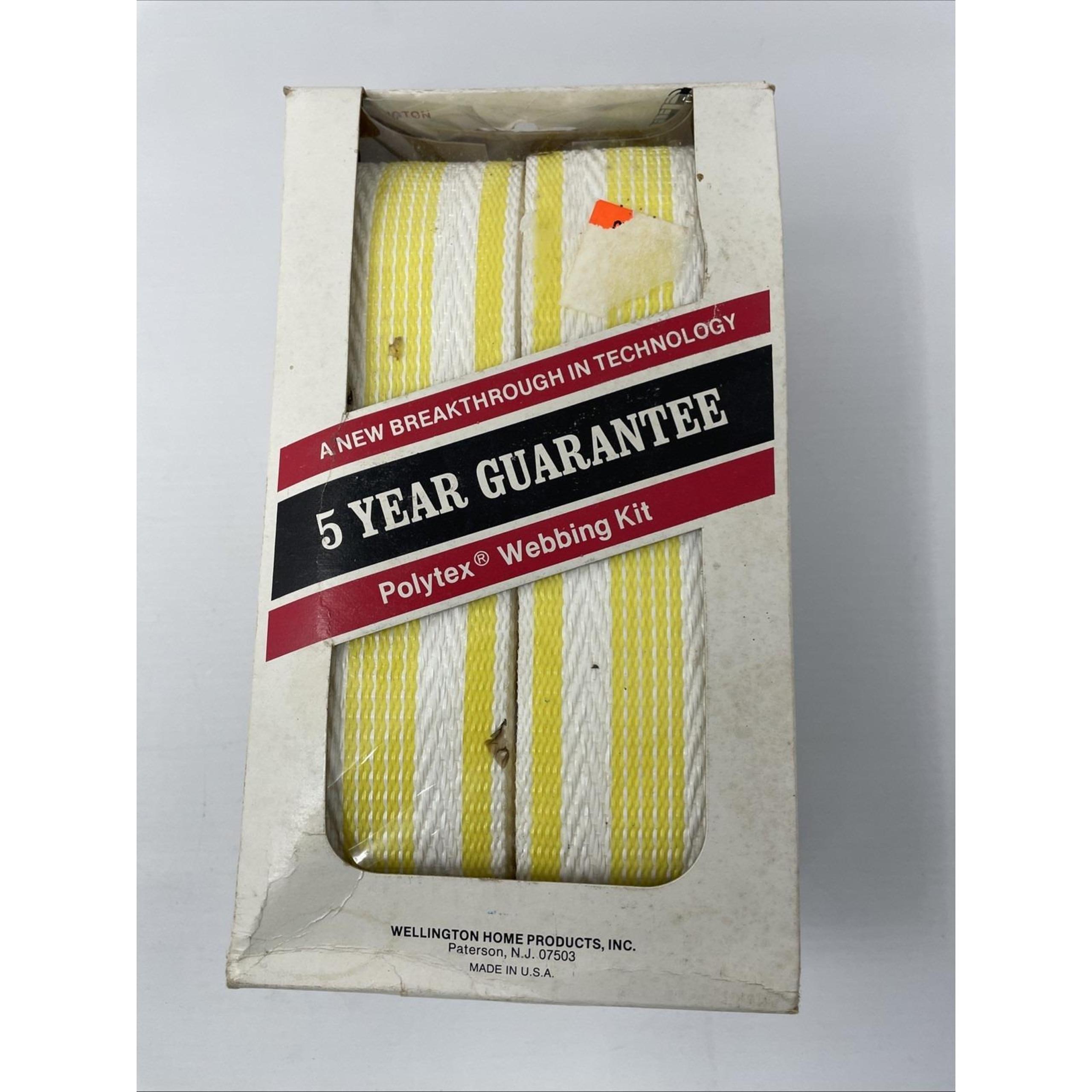 Wellington Polytex Outdoor Webbing  88 Ft Long Yellow / White New Old Stock.