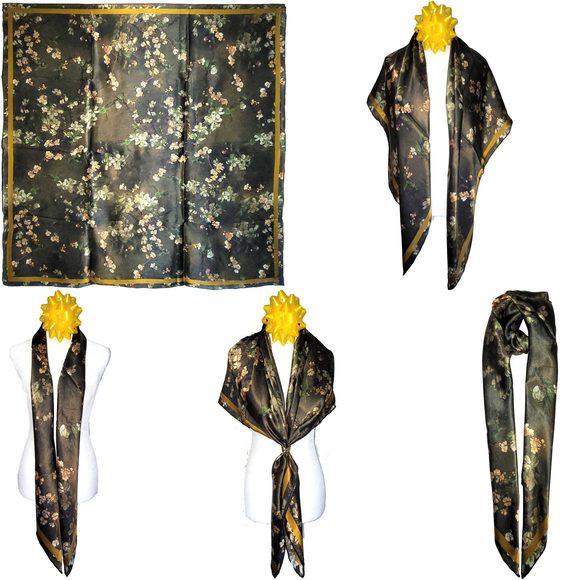 NWT Genuine 100% Mulberry Silk Satin Scarf 42 x42 Large Square Shawl 59501