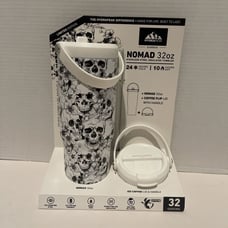 Hydrapeak White Skull Nomad 32 Oz Tumbler Coffee Flip Lid Handle Straw Halloween