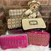 Handmade Designer Inspired Baby Wipe Travel Case Fuchsia Pink/Khaki