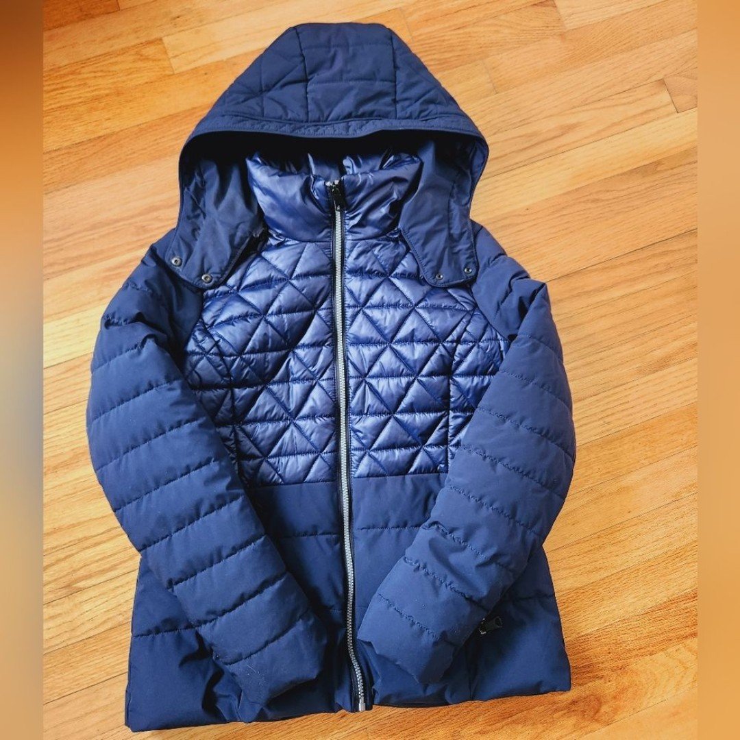 Blue puffer jacket Large detachable Hood Marc New York Large - detail