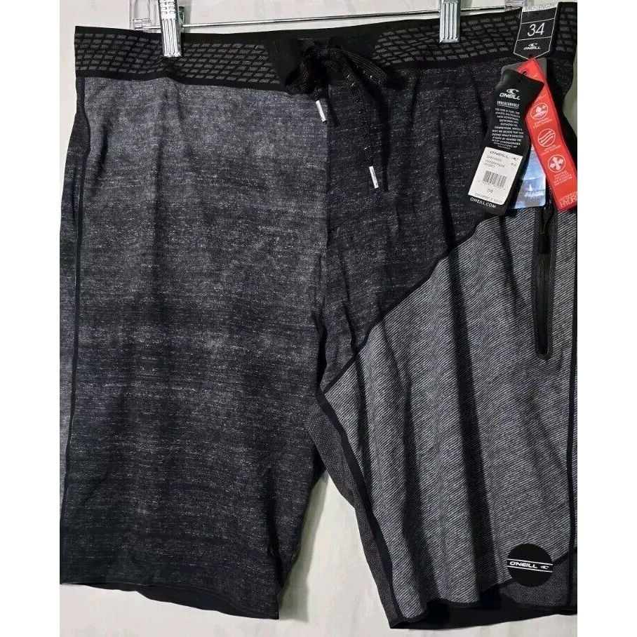 O'NEILL Men's HYPERFREAK HYDRO Boardshorts - BLK Gry - Size 34 - NWT