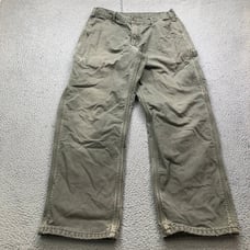Carhartt Pants Men's Size 32x30 Flannel Lined Washed Duck B111-MOS Moss Green