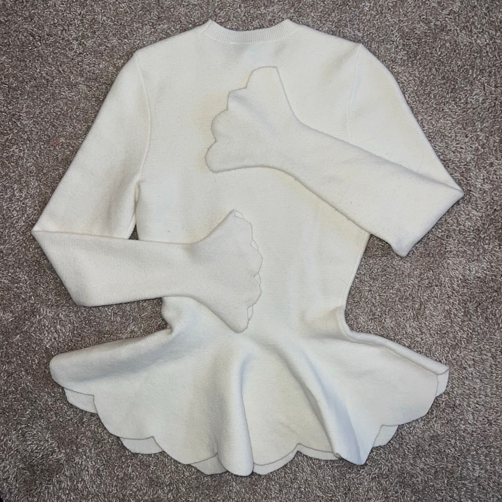 Ted Baker London Peplum Scallop Sweater Beige/Ivory Size 0