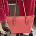 MICHAEL KORS Charlotte Large Leather Top-Zip Tote Tea Rose NWT