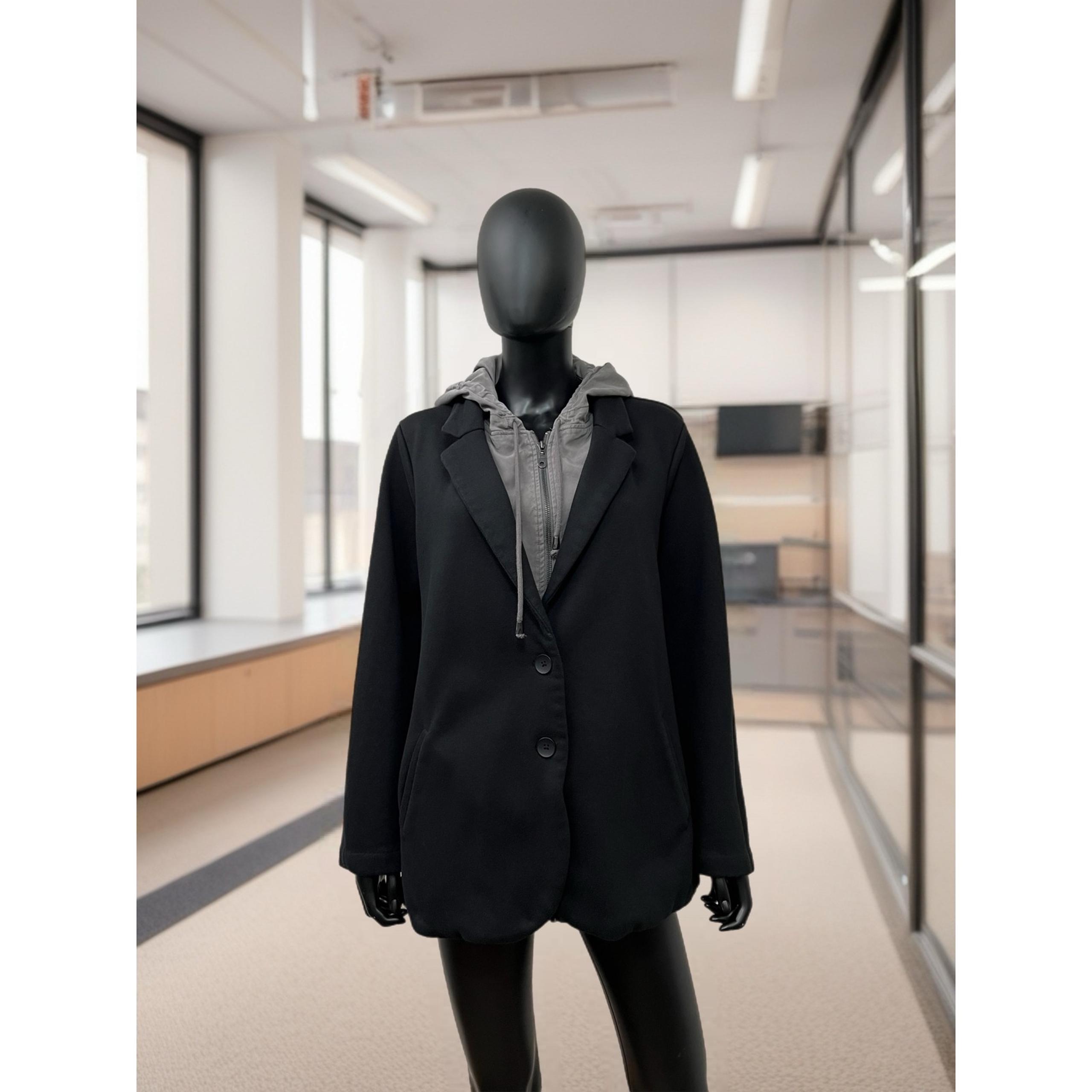 Torrid Hooded Blazer Jacket Sz 1 | 65% Poly 35% Cotton | Gray Trim