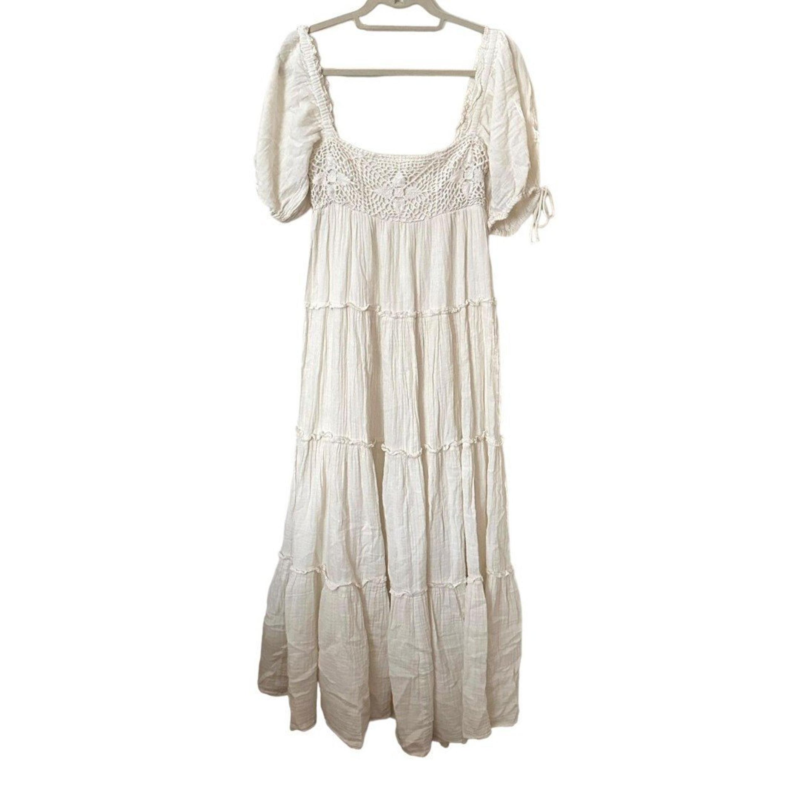 SAYLOR Crochet Maxi Dress White Small Maternity
