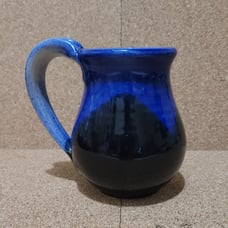 COBALT BLUE 1994 Night Sky Moon Mountain Pottery Vase Handmade Signed Rare 5