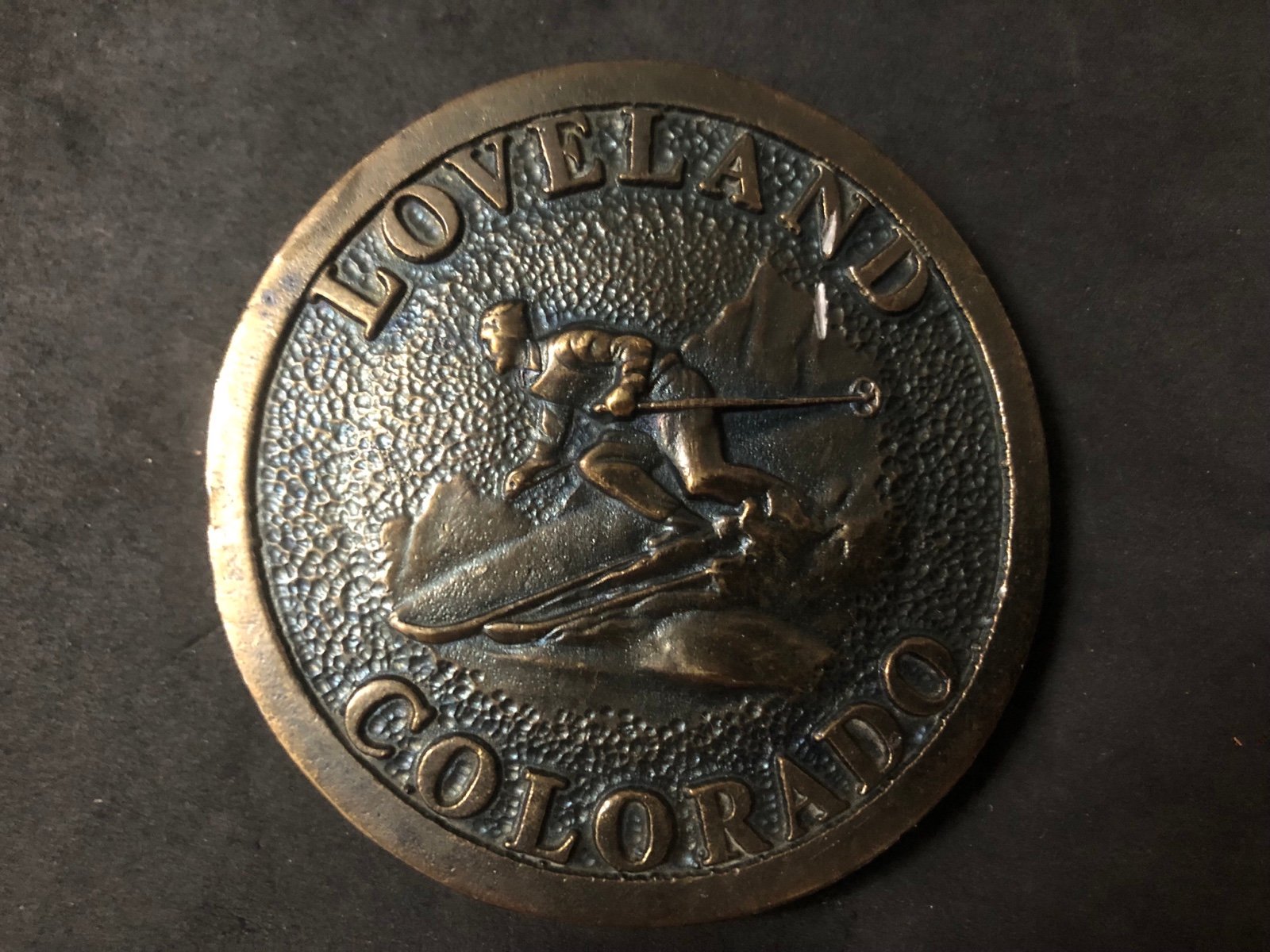 Loveland Colorado Skiing Rockies Mountain 1973 Vintage Belt Buckle Rare