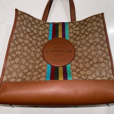 Coach Dempsey Tote 40 In Signature Jacquard With Stripe And Coach Patch
