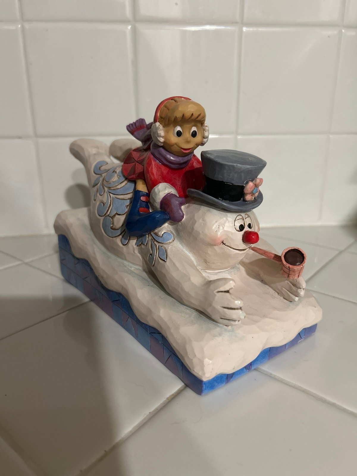 Jim Shore Frosty Snowman Fastest Belly Whopper in the World Sleding Figure