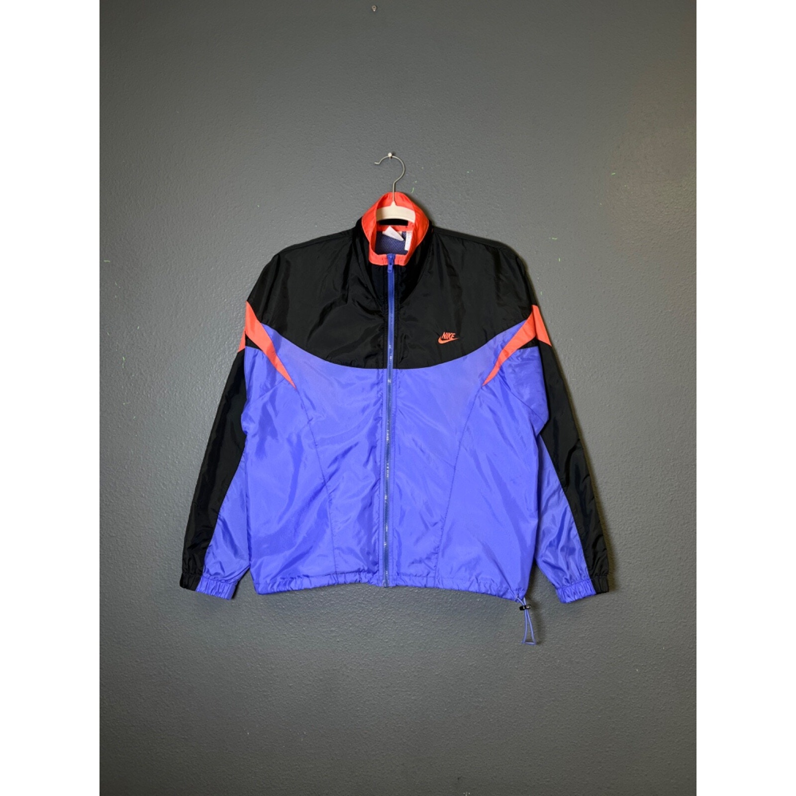 90’s NIKE women’s S vintage gray label multicolor windbreaker light jacket NYLON