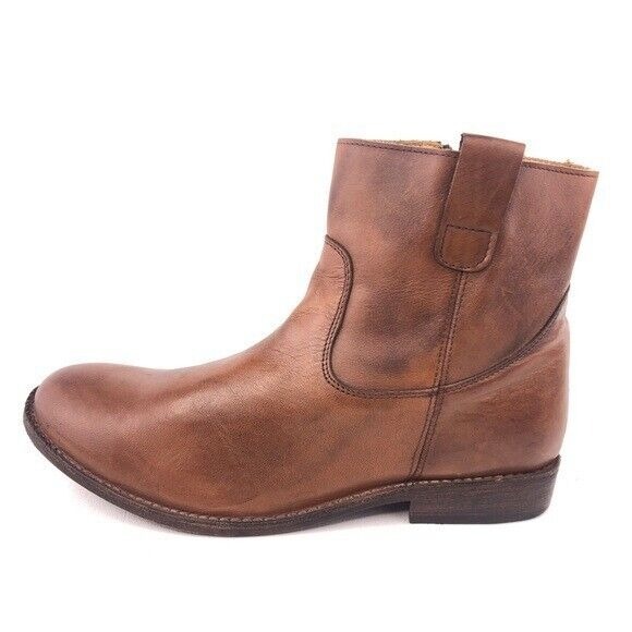 Bed Stu Rustic Brown Leather Zip Ankle Boots Mens Size 11 Handcrafted in Mexico