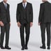 MYS Men's 3 Piece Slim Fit Suit Set, One Button Solid Jacket Vest Pants with Tie