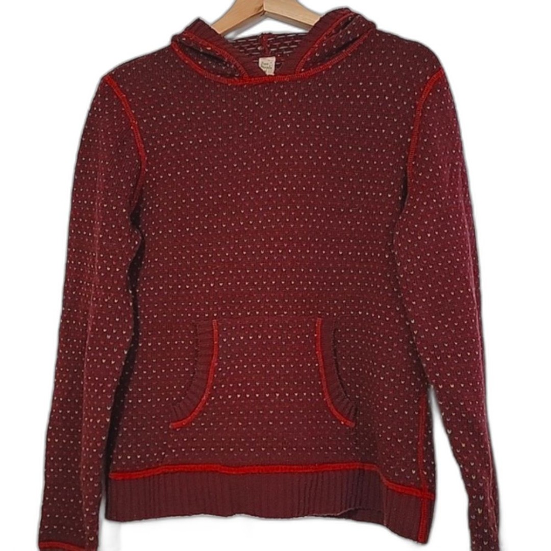 Vintage Free People Wool Blend Hoodie Sweater Kangaroo Pocket Birdseye Knit M