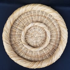 Large 20 Round Wicker Rattan Chip Dip Set Shallow Basket Decor Centerpiece