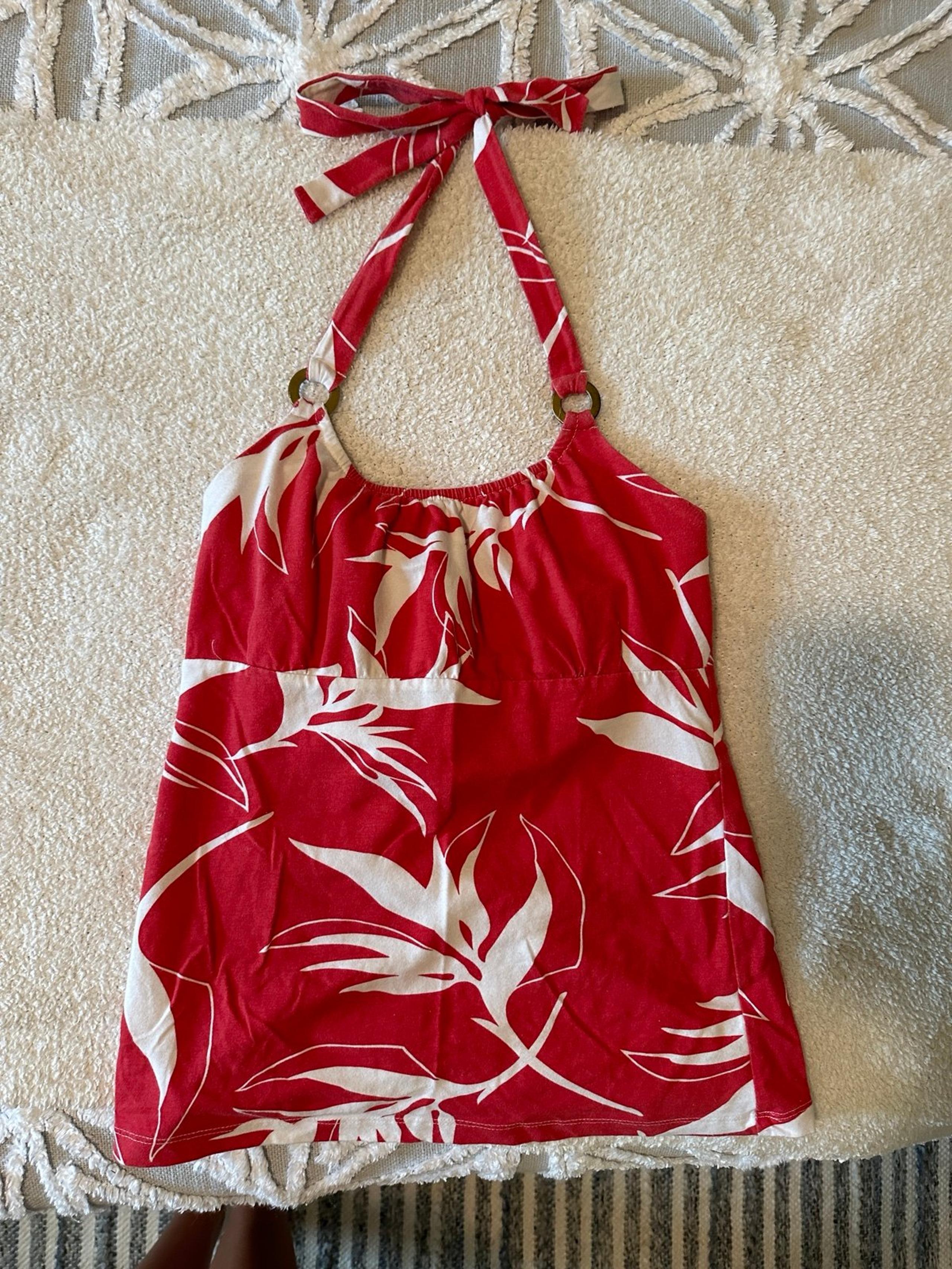 Y2K Banana Republic Red and White Halter Top