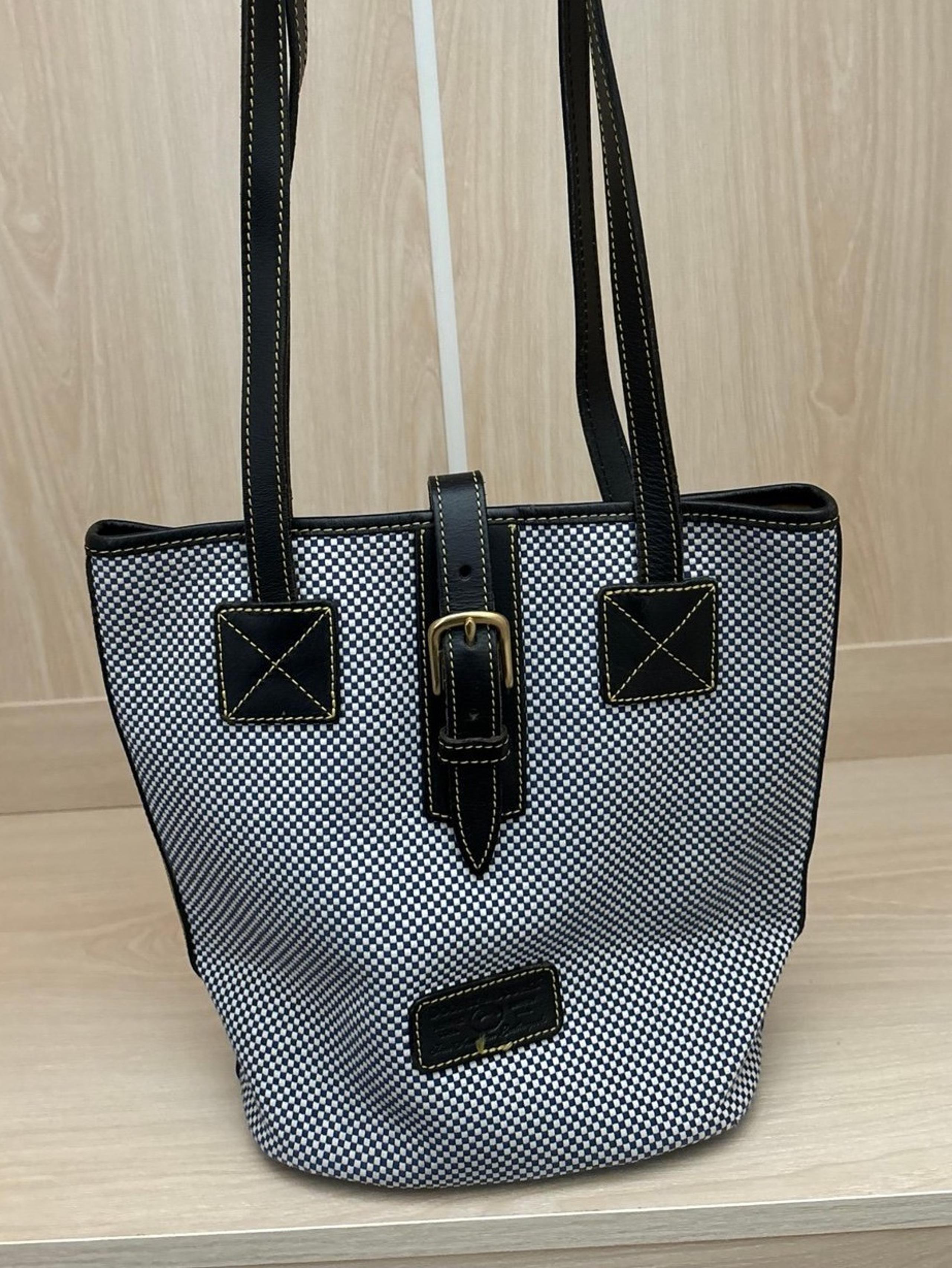 Dooney & Bourke Blue/White Checkered Bucket Bag