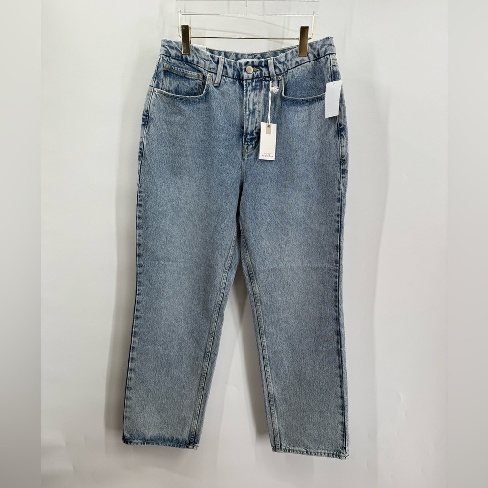 Good American GOOD HERITAGE STRAIGHT JEANS GNDU999T BLUE951 Sz 12