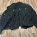 Black suede genuine leather vintage fringe jacket with button front closure