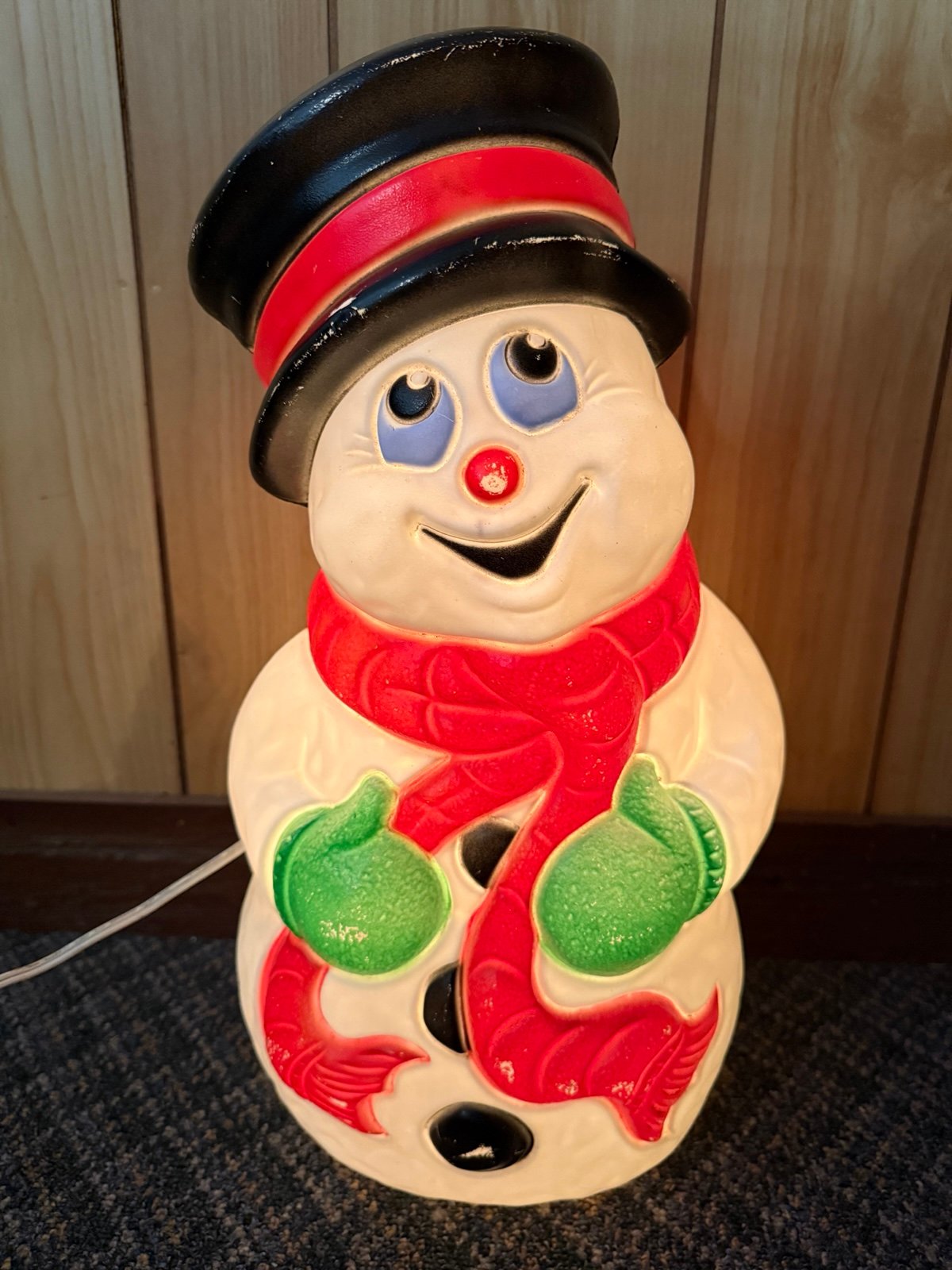 Vintage 1999 Grand Venture Snowman Blow Mold 18" Lighted Christmas Yard Decor