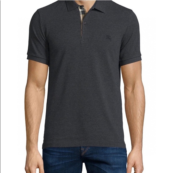 Burberry Brit Men’s XL Dark Grey Nova Check Short Sleeve Polo Shirt
