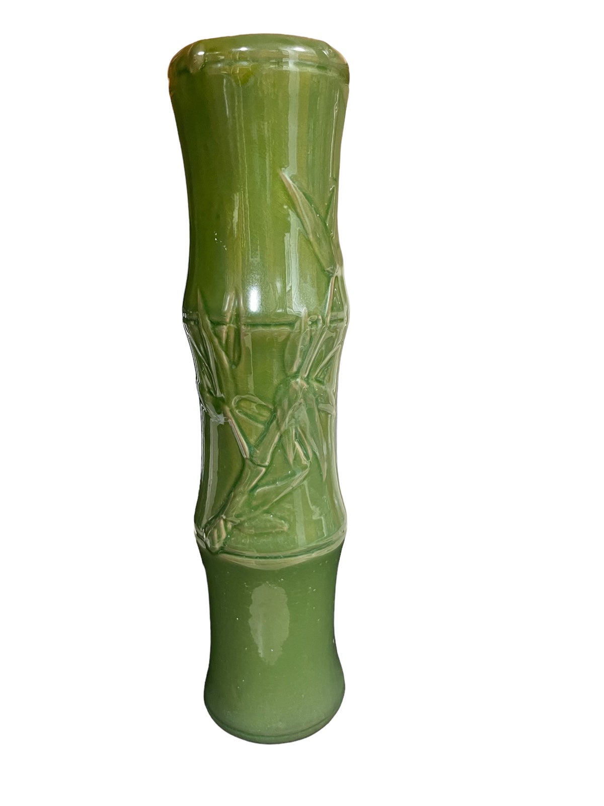 MCM Green Ceramic Bamboo Vase 15” Tall
